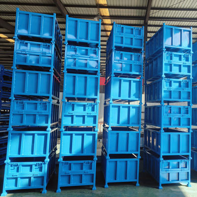 Grid Material Metal Pallet Crate Folding Mesh Container Customized
