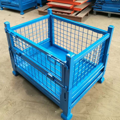 Material Box Warehouse Storage Pallet Box Storage Mesh Bins Customized Powder Coating