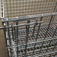 Customized Industrial Wire Mesh Containers Stackable Galvanized Steel Foldable Wire Mesh Pallet Cage