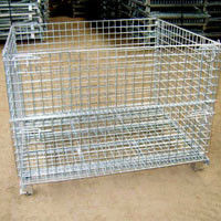 Customized Industrial Wire Mesh Containers Stackable Galvanized Steel Foldable Wire Mesh Pallet Cage