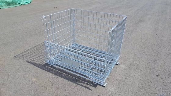 Warehouse Mesh Box Foldable Wire Container Foldable Stackable