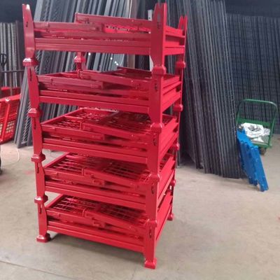 Foldable And Stackable Grid Metal Pallet Bins For Efficient Inventory Management