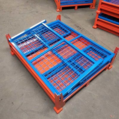 Heavy Duty Stackable Metal Pallet Cage For Warehouse Storage Mesh Bins