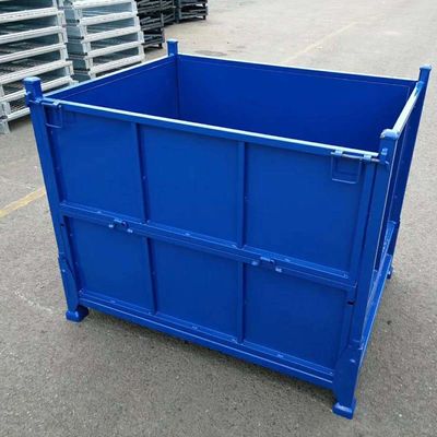 Foldable Industrial Grid Metal Pallet Box Strong Structure Storage Box