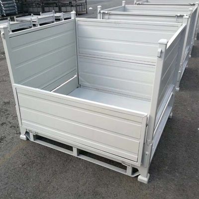 Foldable Industrial Grid Metal Pallet Box Strong Structure Storage Box