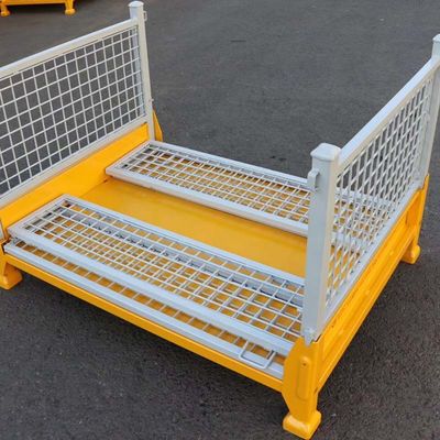 High Durability Industrial Warehouse Grid Storage Metal Pallet Box In Multiple Colors