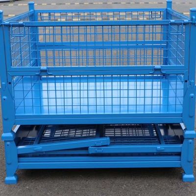 High Durability Industrial Warehouse Grid Storage Metal Pallet Box In Multiple Colors