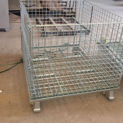 Medium Duty Foldable Stackable Large Wire Mesh Container Rust Resistant 500-1000KG Capacity