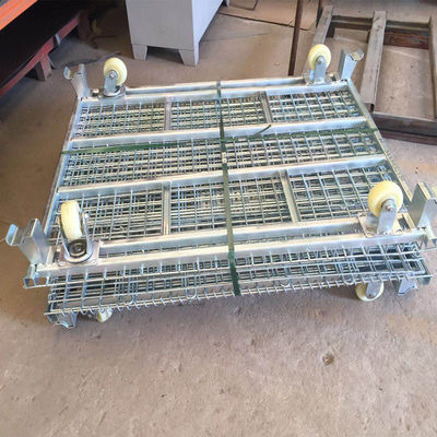 Medium Duty Foldable Stackable Large Wire Mesh Container Rust Resistant 500-1000KG Capacity
