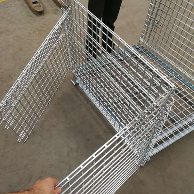Medium Duty Foldable Stackable Large Wire Mesh Container Rust Resistant 500-1000KG Capacity