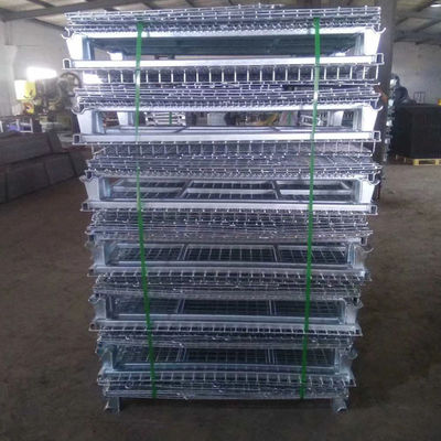Foldable Heavy Duty Galvanized Collapsible Wire Mesh Containers With Caster Wheels