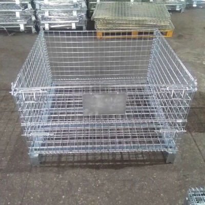 Foldable Heavy Duty Galvanized Collapsible Wire Mesh Containers With Caster Wheels
