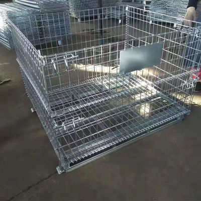 Foldable Heavy Duty Galvanized Collapsible Wire Mesh Containers With Caster Wheels