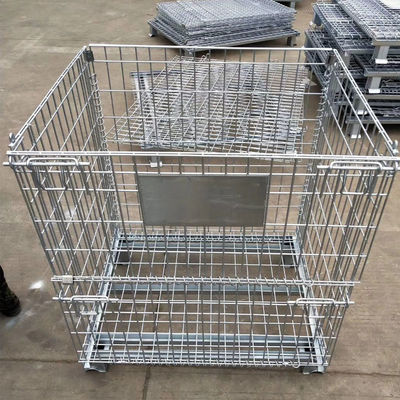 Stackable Galvanized Storage Foldable Wire Mesh Container With Optional Wheels