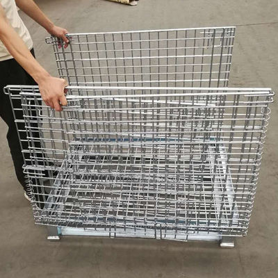 Stackable 4 High Storage Wire Mesh Pallet Cage Auto Parts Storage Cages