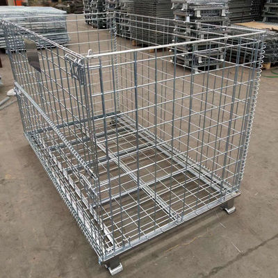 Stackable 4 High Storage Wire Mesh Pallet Cage Auto Parts Storage Cages