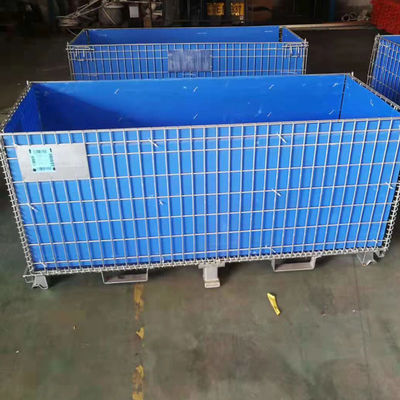 Warehouse Storage Folding Metal Pallet Cage Industrial Wire Container
