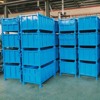 Industrial Warehouse Grid Metal Pallet Box With Foldable And Multiple Colors