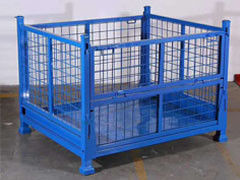 Material Box Warehouse Storage Pallet Box Storage Mesh Bins Customized Powder Coating