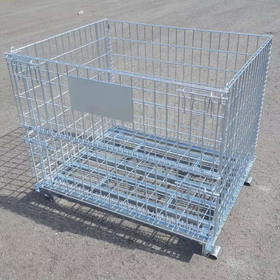 Stackable 4 High Storage Wire Mesh Pallet Cage Auto Parts Storage Cages